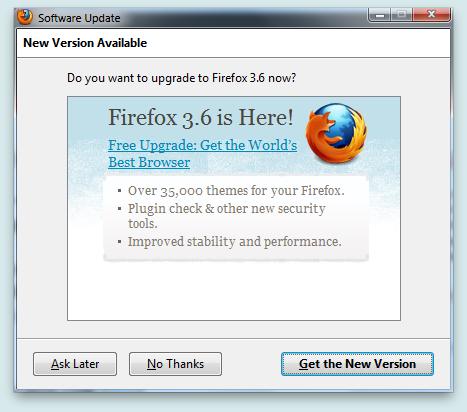 全球最佳浏览器Firefox 3.6开始推送升级