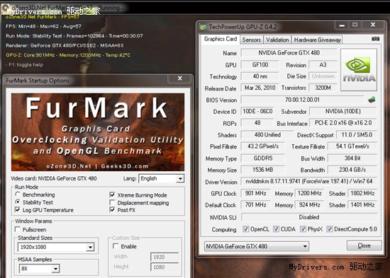 微星新版Afterburner支持GTX 480电压调节 超频901MHz