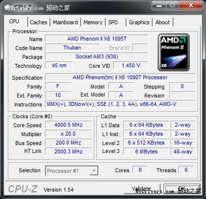 Phenom II X6 1090T风冷超频达成4GHz