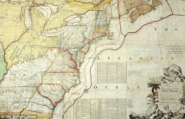 北美洲"红线图" 这张地图绘制于1782年至1783年,英国外交官在巴黎还图片