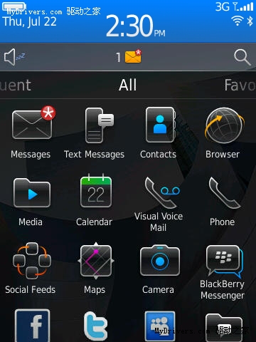 黑莓OS 6主屏幕界面再探