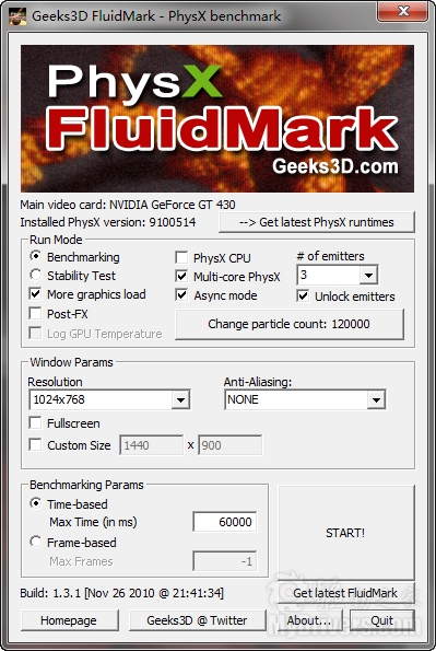 N卡专用物理测试工具FluidMark 1.3.1