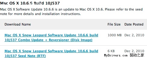 Mac OS X 10.6.6或已准备发布