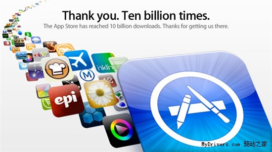 苹果App Store在线软件商店下载量破百亿