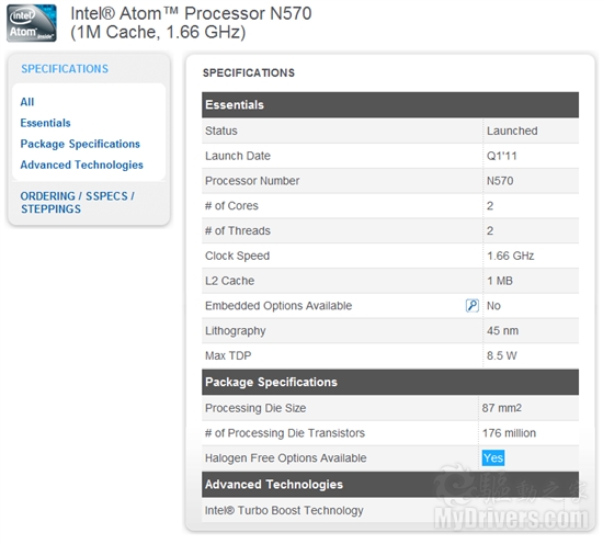 Intel再发双核心上网本处理器Atom N570