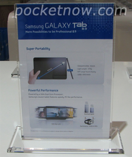 三星Galaxy Tab 8.9平板规格发布前曝光