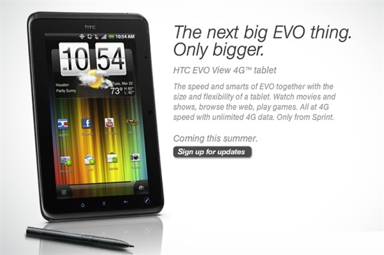 HTC 4G平板机Evo View上市