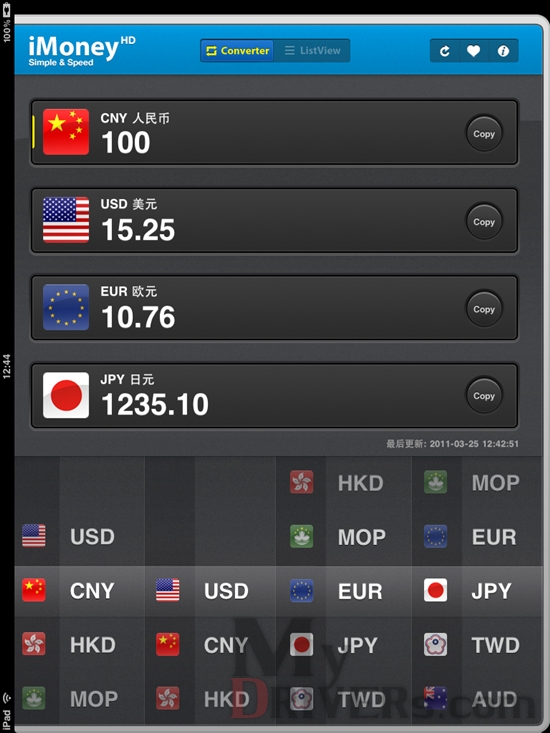 iPhone流行汇率转换应用iMoney免费登陆iPad