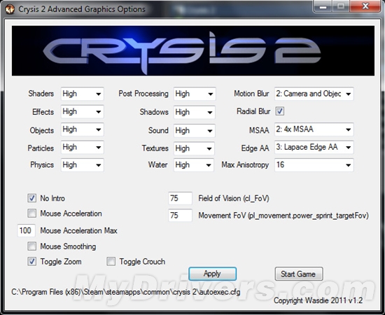 群众的智慧：《Crysis 2》高级画质选项工具
