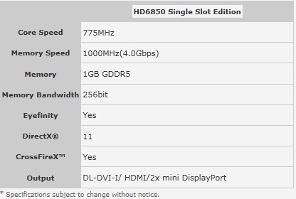 迪兰恒进单插槽版HD 6850正式发布