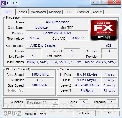 CPU-Z作者曝光推土机 ES样品CPU-Z截图