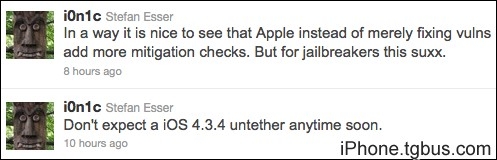 黑客：iOS4.3.4完美越狱短期无望