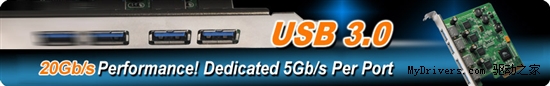首款PCI-E x4插槽四口USB 3.0扩展卡诞生