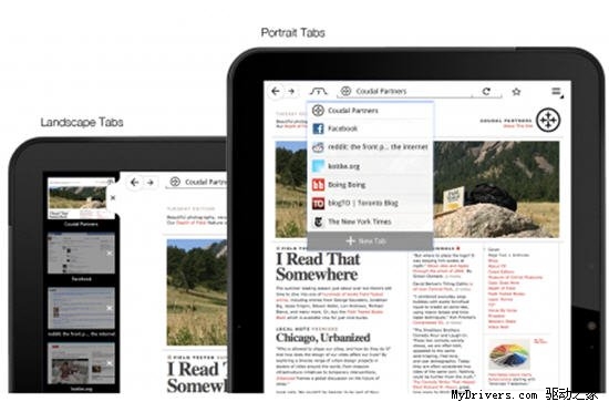 平板机版Firefox界面展示