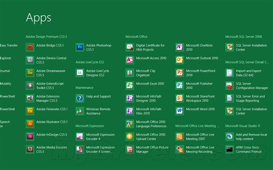 Windows 8 Beta首张截图？微软展示全新Apps屏幕