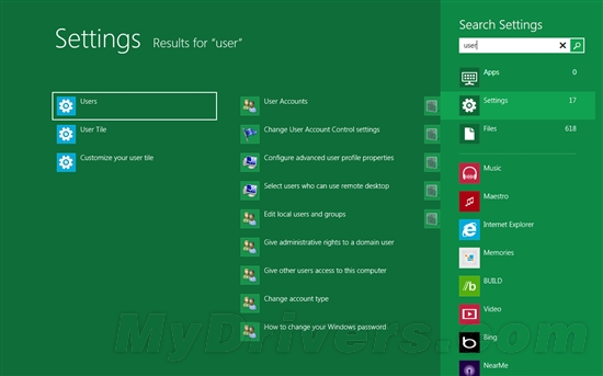 Windows 8开始屏幕“搜索”功能详解