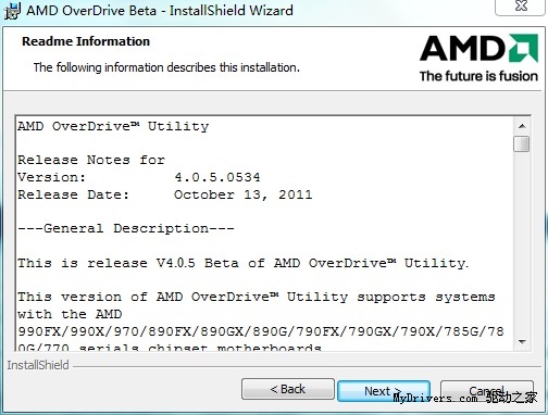 下载：AMD OverDrive 4.0.5版