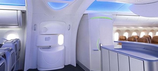 揭秘波音787梦想客机：塑料打造拥有拱形天花板