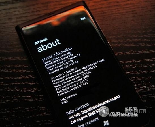 Lumia 800最新固件仅修复电池容量显示问题