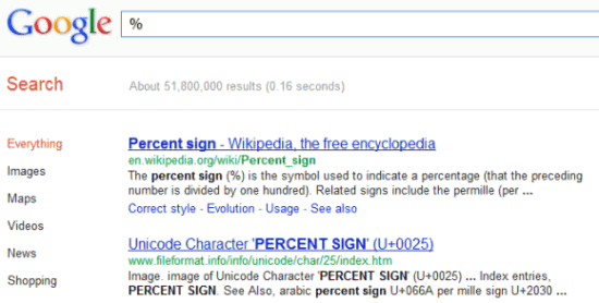 Google可以搜索标点符号和其它字符了