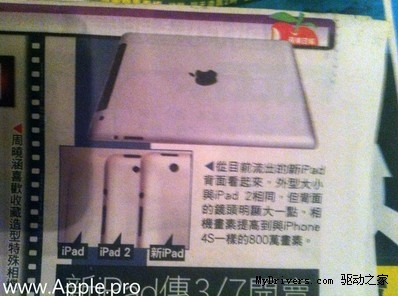 iPad 3真机曝光：800万像素摄像头+A6四核处理器