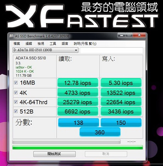 读写超500MB/s 威刚S510固态硬盘性能测试