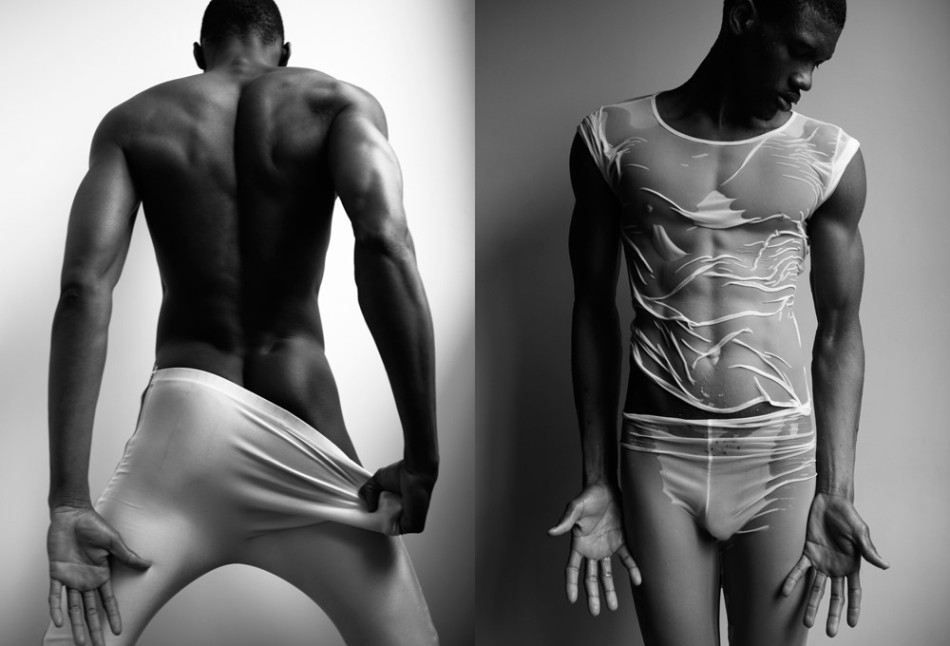 肌肉男模湿身演绎性感与力量