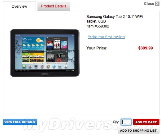 10寸Galaxy Tab 2售价曝光 四月到来