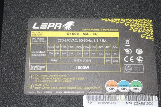 1600W金牌：LEPA G1600全模电源亮相