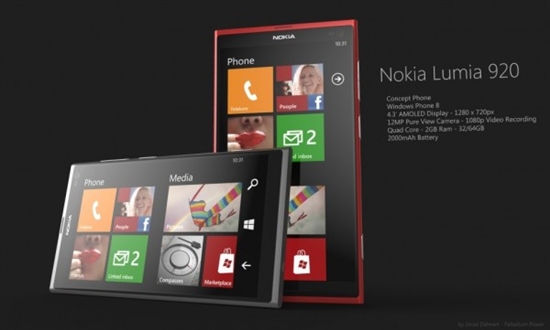 诺基亚Lumia 920：WP8系统/1200万像素