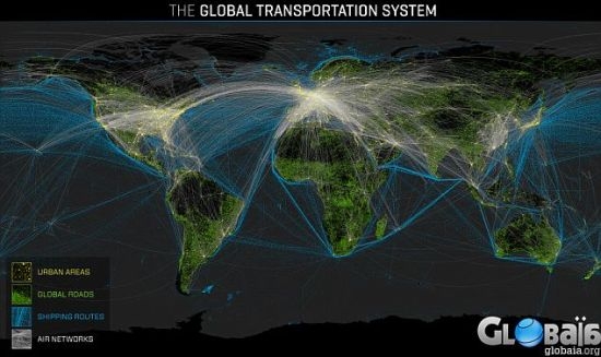 科学家绘全球交通网络图展示人类活动影响(组图)