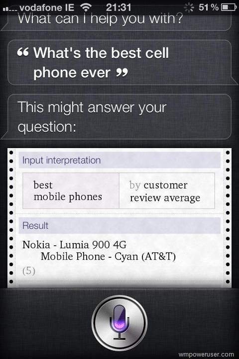 Siri：最好的手机是Lumia 900