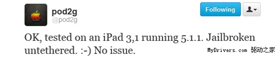大神放猛料：iPhone 4S/新iPad（5.1.1）可完美越狱