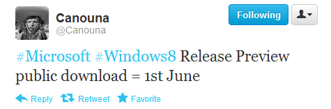 Win8 RP版发布日期新说：6月1日