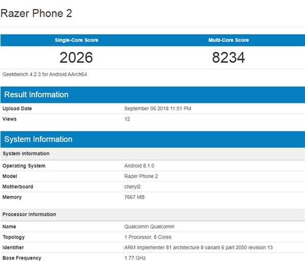 Razer Phone 2GeekBench845+8Gڴ