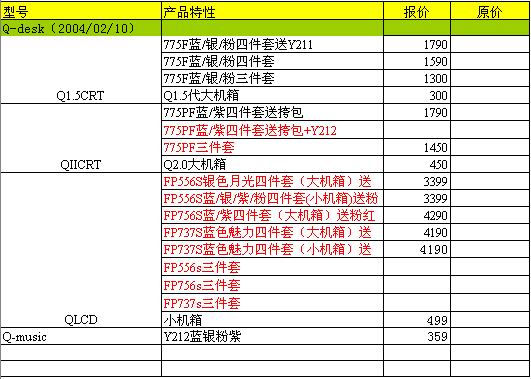 明基产品8月最新报价