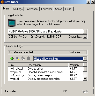 GeForce 6800NU＋RivaTuner RC15.1改造