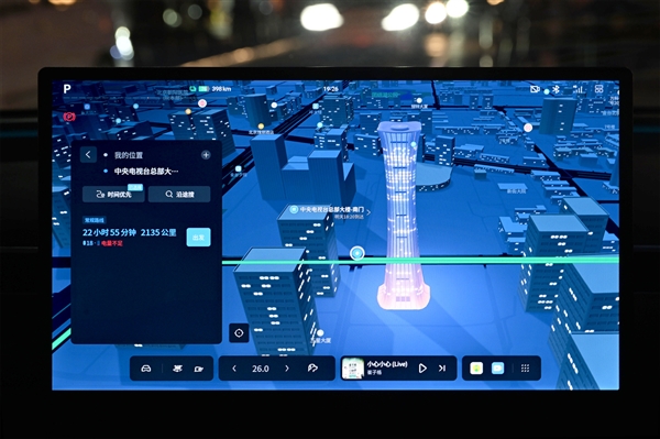 导航地图这么惊艳了!小鹏车机里再现鸟巢璀璨灯光