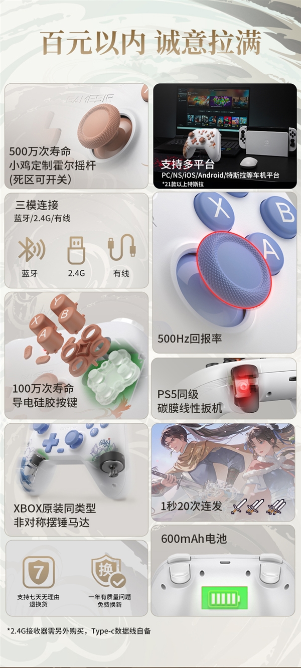 95元 仙剑奇侠传×盖世小鸡联名限定款手柄上线:百元内卷王