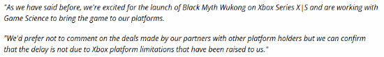 微软回应《黑神话:悟空》开发被Xbox性能所困:没有的事