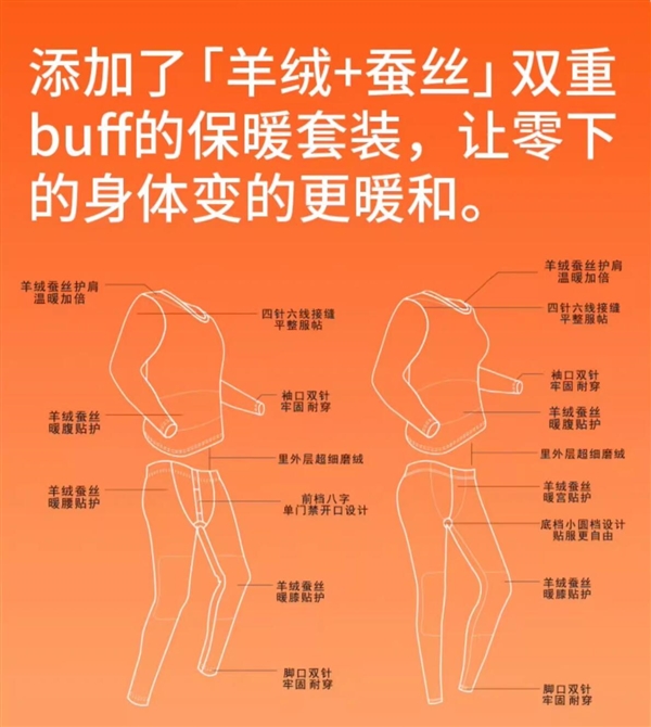 羊绒蚕丝贴片秋衣秋裤保暖套装到手49.9元:羊绒+蚕丝双重保暖