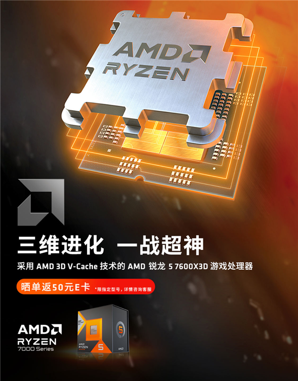 2199元!锐龙5 7600X3D正式开卖:102MB缓存超所有Zen5