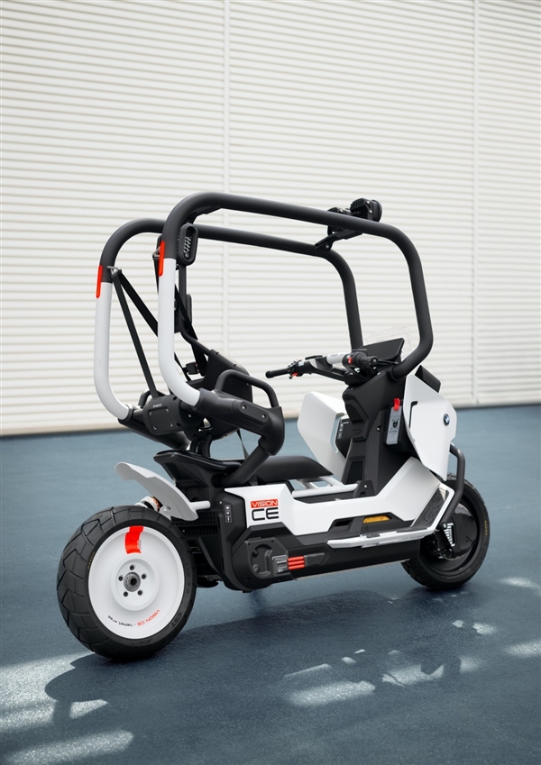 宝马发布全新纯电概念摩托:自带防护笼 骑行无需戴头盔