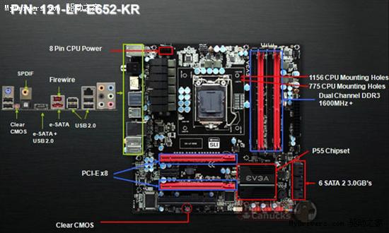 EVGA小板型P55主板细节
