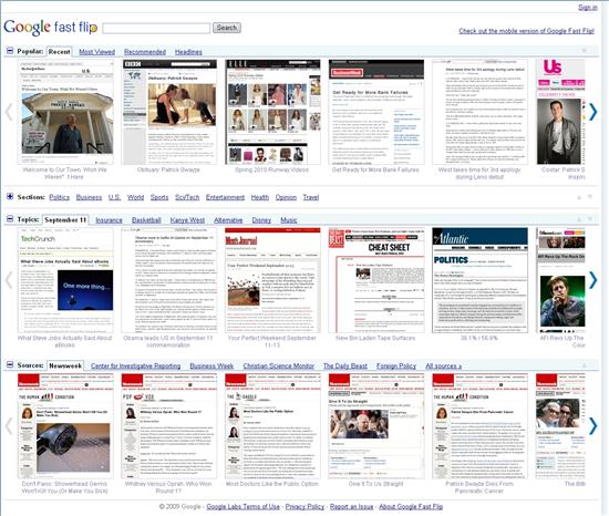 快速翻阅在线新闻 Google新服务Fast Flip