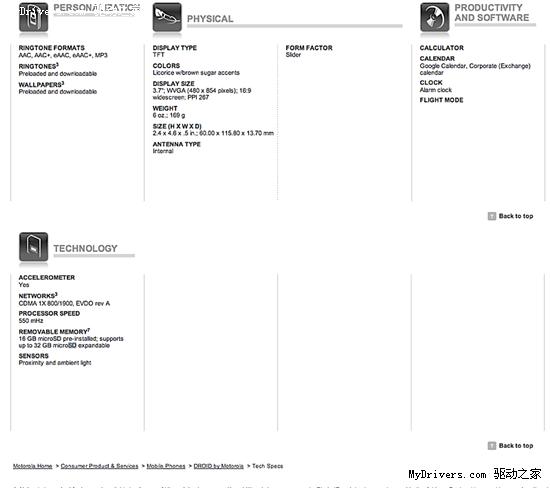 摩托罗拉Android 2.0旗舰机Droid提前泄露