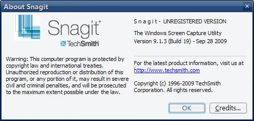 下载：强悍的老牌截图工具SnagIt 9.1.3版