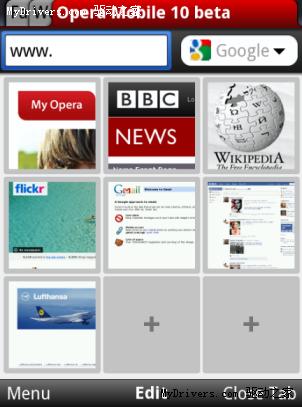 Opera Mobile 10测试版发布引手机浏览革命