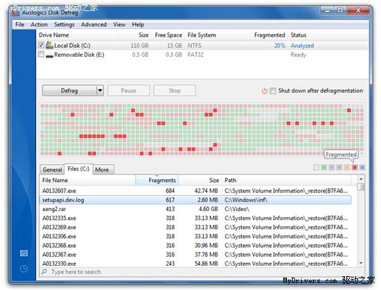 免费磁盘整理：Auslogics Disk Defrag 3.1绿色版