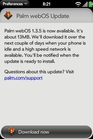 Palm Pre新版WebOS 1.3.5发布